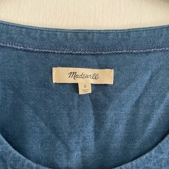 Madewell Blue and White Striped Oversized Cotton Scoopneck Tee Size Small - Picture 4 of 4